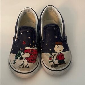 Vans Kids Cartoon Slip-On Sneakers - Navy and White